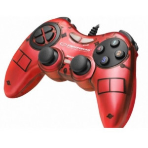 Gamepad Esperanza FIGHTER EGG105R Red, Vibration Game Pad, 16 buttons, 2 sticks, Ergonomic design, 2 modes (analog and digital), Soft sweat-resistant surface coating, PC Win 7,8,10 compatible, USB
