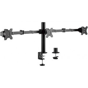   Brateck LDT33-C036 Triple Monitors Steel Articulating Monitor Arm, for 3 monitors, Clamp-on, 17"-27", +25° ~ -25° tilt; +90° ~ -90° swivel; 360° rotate, VESA: 75x75, 100x100, Arm Extend: 640mm, Weight Capacity per screen 7Kg