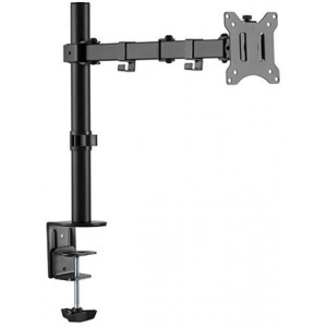   Brateck LDT42-C012 Single Monitor Steel Articulating Monitor Arm, for 1 monitor, Clamp-on, 17"-32", +45° ~ -45° tilt; +90° ~ -90° swivel; 360° rotate, VESA: 75x75, 100x100, Arm Extend: 390mm, Weight Capacity 8Kg