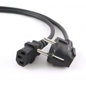 Power cord PC-186-VDE-5M, 5m, Schuko input and right angled C13 output, with VDE approval, Black