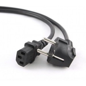 Power cord PC-186-VDE-10M,  10m, Schuko input and right angled C13 output, with VDE approval, Black