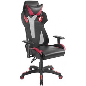  Lumi Gaming Chair Back Breathable Mech with Headrest CH06-8, Black/Red, Height Adjustable Armrest, 350mm Nylon Base, 60mm Nylon Caster, 100mm Class 3 Gas Lift, Weight Capacity 150 Kg