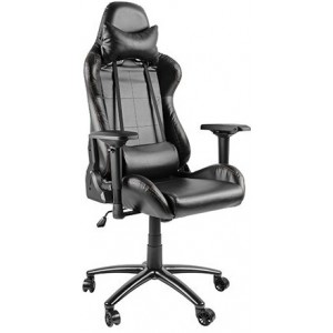  Lumi Gaming Chair with Headrest & Lumbar Support CH06-2, Black, 4D Armrest, 350mm Black Painting Metal Base, PU Hooded Caster, 100mm Class 3 Gas Lift, Weight Capacity 150 Kg