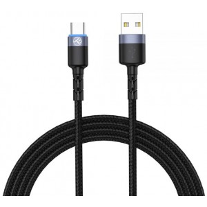 Cable USB - Type-C, cu LED, Nylon, 2m, Tellur Black  TLL155314