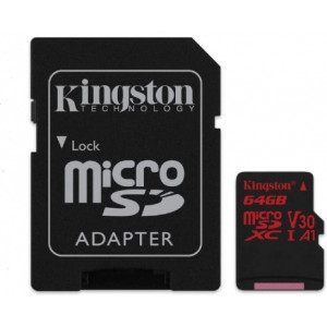 64GB microSD Class10 UHS-I U3 (V30) Kingston Canvas Cangas Go Plus, Ultimate, Read: 170Mb/s, Write: 70Mb/s, Ideal for Android mobile devices, action cams, drones and 4K video production