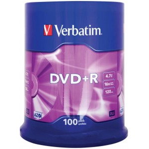 Verbatim DataLifePlus DVD+R AZO 4.7GB 16X MATT SILVER SURFAC - Spindle 100pcs.