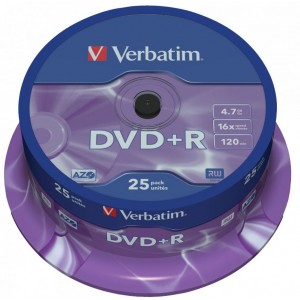 Verbatim DataLifePlus DVD+R AZO 4.7GB 16X MATT SILVER SURFAC - Spindle 25pcs.