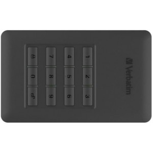 2.5" External HDD 2.0TB (USB3.0/USB-C)  Verbatim "Store 'n' Go with Keypad Access", Black, AES 256-bit Hardware Encryption, Built-in keypad for password input, Nero Backup Software, Green Button Energy Saving Software