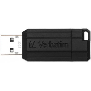 32GB USB2.0  Verbatim PinStripe, Black, Push and Pull Sliding feature (Read 12 MByte/s, Write 5 MByte/s)