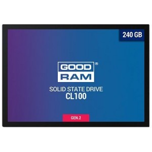 2.5" SSD 240GB  GOODRAM CL100 Gen.3, SATAIII, Sequential Reads: 520 MB/s, Sequential Writes: 400 MB/s, Thickness- 7mm, Controller Marvell 88NV1120, 3D NAND TLC