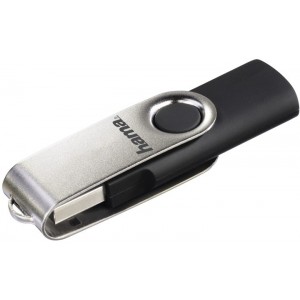 Hama Rotate USB Flash Drive, USB 2.0, 128 GB, 10 MB/s, black/silver