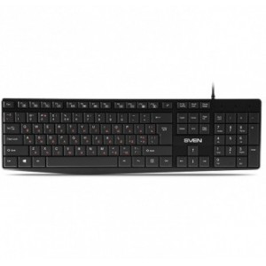 SVEN KB-S305, Keyboard, Waterproof design, Traditional layout, Comfortable, 12 Media (FN) Keys, USB, 1.5m, Black