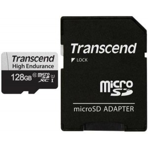 128GB MicroSD (Class 10) UHS-I (U1),+SD adapter, Transcend "TS128GUSD350" (R/W:95/45MB/s, Endurance) 