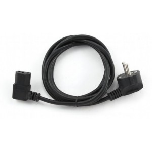 Power cord PC-186-VDE,  1.8 m, Schuko input and right angled C13 output, with VDE approval, Black