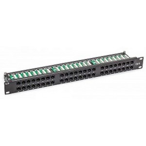 48 ports STP Cat.6A patch panel, 1U, 19" Krone & 110 Dual 