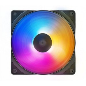 120mm Case Fan - DEEPCOOL "RF120 FS", Customizable LED Lighting (purple/blue/orange), 120x120x25mm, 500-1500rpm, <17.8~27dBa, 56.5CFM, Hydro Bearing, 4Pin, PWM, 12V 4-pin port