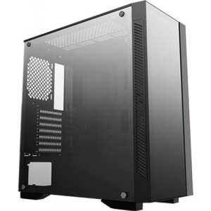 DEEPCOOL "MATREXX 55 V3" ATX Case, with Side-Window (full sized 4mm thickness), Tempered Glass Side & Front panel, without PSU, Tool-less,  RGB LED Strip pre-installed (in the front) + RGB button, Bottom mounted PSU, 1xUSB3.0, 2xUSB2.0 /Audio, Black