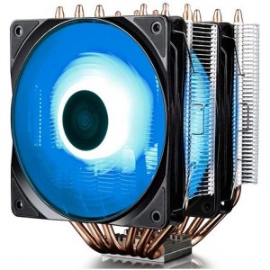 DEEPCOOL Cooler  "NEPTWIN RGB", RGB LED,  Socket 2011/LGA1200/1366/1155/775 & FM2/FM1/AM3+/AM3, up to 130W, 2x fans: 120х120х25mm, PWM; 500~1500rpm, 17.8~21dBA/ 21dBA, 55.5CFM, 4-pin, Hydro Bearing, Twin-Tower, 4 heatpipes direct contact