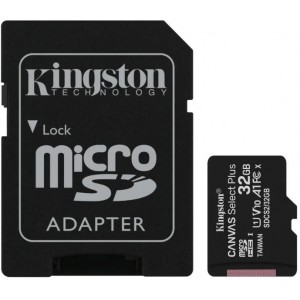 .32GB MicroSD (Class 10) UHS-I (U1) +SD adapter, Kingston Canvas Select+ "SDCS2/32GB" (R:100MB/s) 