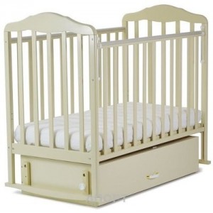 126009 Кровать детская Берёзка с попер. и прод.маятником и ящиком (автостенка, накладка ПВХ, бежевый) Размер ложа 1200х600 мм бежевый