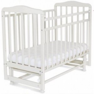 164001 Кровать детская Митенька с маятником  (опускающаяся планка, белая) размер ложа 1200х600 мм  белый