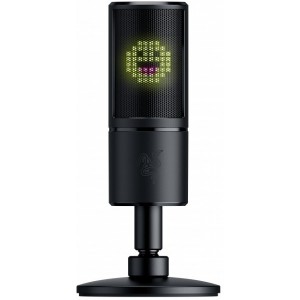 Microphone RAZER Seiren Emote / Hypercardioid Condenser Microphone with 8-Bit emoticon LED Display made for streaming, Hypercardioid polar patterns, O25 mm condenser capsules, Built-in shock mount to dampen vibrations, USB, Compatible with Open Broadcaste
