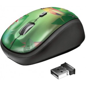 Trust Yvi Toucan Wireless Mouse, 8m 2.4GHz, Micro receiver, 800-1600 dpi, 4 button, Rubber sides for comfort and grip, USB