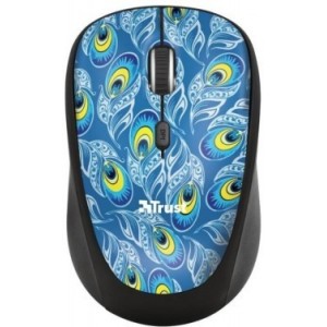 Trust Yvi Peacock Wireless Mouse, 8m 2.4GHz, Micro receiver, 800-1600 dpi, 4 button, Rubber sides for comfort and grip, USB