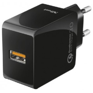 Trust Ultra-Fast USB Wall Charger with QC3.0 and auto-detect, Also charges other devices that support USB charging, at high (10W) or normal (5W) speed, Output: QC3.0 mode with 5V/3A – 9V/2A – 12V/1.5A and auto-detect mode with 5V/2.4A