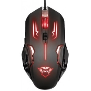 Trust Gaming GXT 108 Rava Illuminated Mouse, 600 - 2000 dpi, 6 Programmable button, Multi LED color cycle, Rubber top layer for enhanced grip, 1,7 m USB, Black