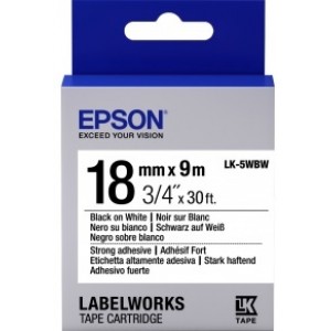 Tape Cartridge EPSON 18mm/9m Strong Adhesive, Blk/Wht, LK5WBW C53S655012 