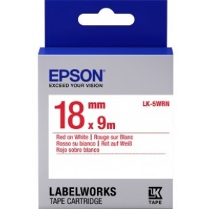Tape Cartridge EPSON 18mm/9m Std Red/Wht, LK5WRN C53S655007 