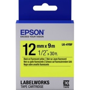 Tape Cartridge EPSON 12mm/9m, Fluor Blk/Yell, LK4YBF C53S654010  