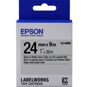 Tape Cartridge EPSON 24mm/9m Matte Blk/MattSiv, LK6SBE C53S656009