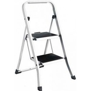 Scara de metal Eurogold SUPER MAX 2 2122, 2 trepte, 90 x 48 x 6 cm, h-83 cm, max. 150 kg, antialunecare, culoare inox