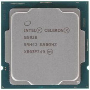 Intel® Celeron® G5920, S1200, 3.5GHz (2C/2T), 2MB Cache, Intel® UHD Graphics 610, 14nm 58W, tray
