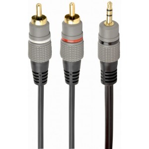 Audio cable 3.5mm-RCA - 2.5m - Cablexpert CCA-352-2.5M, 3.5 mm stereo plug to 2*RCA plugs 2.5m cable, gold-plated connectors, 2.5m