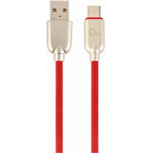 Cable USB2.0/Type-C Premium Rubber - 2m - Cablexpert CC-USB2R-AMCM-2M-R, Red, USB 2.0 A-plug to type-C plug, blister