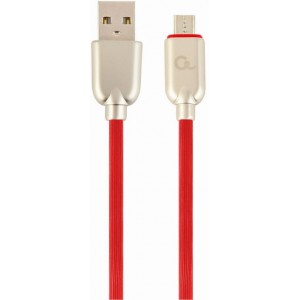 Cable USB2.0/Micro-USB Premium Rubber - 2m - Cablexpert CC-USB2R-AMmBM-2M-R, Red, USB 2.0 A-plug to Micro-USB plug, blister