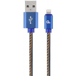 Cable USB2.0/8-pin Premium Jeans - 2m - Cablexpert CC-USB2J-AMLM-2M-BL, Blue, USB 2.0 A-plug to 8-pin plug, blister
