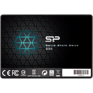 2.5" SSD 480GB  Silicon Power  Slim S55, SATAIII, SeqReads: 560 MB/s, SeqWrites: 530 MB/s, Controller Phison PS3110-S10, MTBF 1.0mln, SLC Cache, BBM, SP Toolbox, 7mm, 3D NAND TLC
