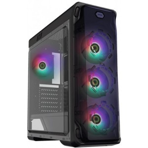 Case ATX GAMEMAX StarLight FRGB, w/o PSU, 4x120mm RGB fans,Fan controller,Transparent, USB3.0, Black