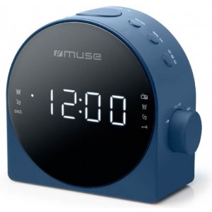 Dual Alarm Clock Radio Muse M-185 CBL Blue, 0.9 inch White LED Display, Dimmer ( High / Low / Off ), Aux in jack, PLL Radio with 20 preset stations (10 FM + 10 MW), Manual tuning and preset store, Wake up by Radio or Buzzer, Snooze, Sleep, AC 230V, Batter