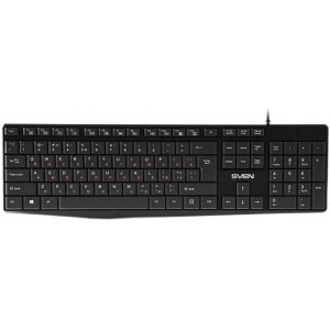 Keyboard SVEN KB-S305, Low profile keys, FN Keys, Splash proof, Black, USB
