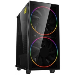 Case ATX GAMEMAX Black Hole, w/o PSU, 2x200mm ARGB fans, PWM hub,Transparent panel, USB3.0, Black
