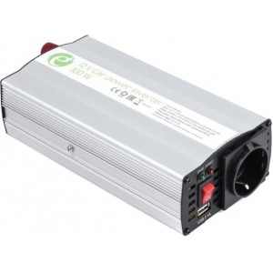 EnerGenie EG-PWC-042, 12V Car power inverter, 300W, with USB port / 5V-2.1A,  Power output: 300 W continuous power (peak power 600 W), Output: 230 VAC, Input: 11-15 VDC (car cigarette lighter or accumulator directly)