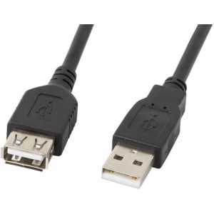 Cable Extension USB2.0 - 1.8m - LANBERG  A Male - A Female,  CA-USBE-10CC-0018-BK