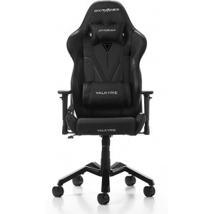 Gaming/Office Chair DXRacer Valkyrie GC-V03-N-B1, Black/Black, Premium PU leather + Perforated & Carbon look PVC, max weight up to 150kg / height 165-195cm, Recline 90°-135°, 3D Armrests, Head&Lumbar Cushions, Aluminium Spider, 3"PU Caster, W-23.7kg