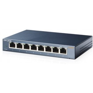 TP-LINK TL-SG108 8-port Desktop Gigabit Switch, 8 10/100/1000M RJ45 ports, steel case