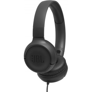 JBL TUNE 500 Black On-ear Headset with microphone, Dynamic driver 32 mm, Frequency response 20 Hz-20 kHz, 1-button remote with microphone, JBL Pure Bass sound, Tangle-free flat cable, 3.5 mm jack, Black